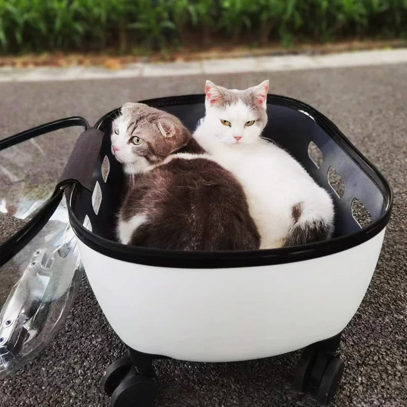 New Transparent Capsule Pet Travel Trolley Carriers Bag Stroller for 10kg Puppies Dogs Cat with Wheel