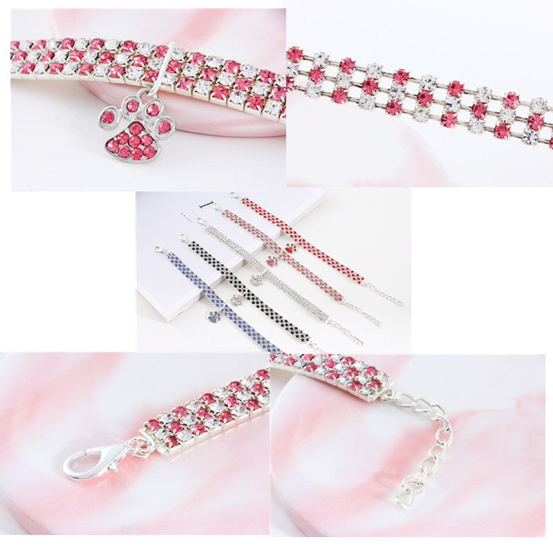 Pet Collar With Diamonds, Mixed-color Cat And Dog Supplies, Cat Claws, Elastic Cat And Dog Necklace Jewelry