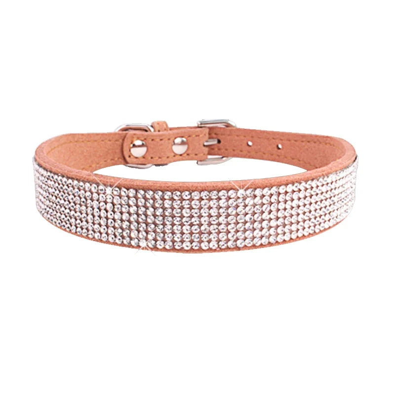 Rhinestone Leather Pet Collar