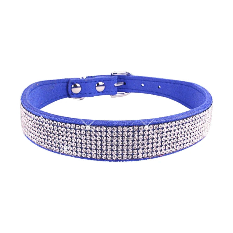 Rhinestone Leather Pet Collar