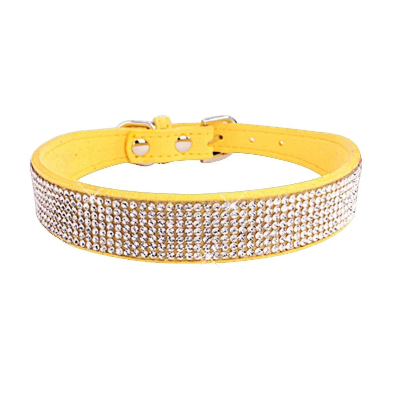 Rhinestone Leather Pet Collar