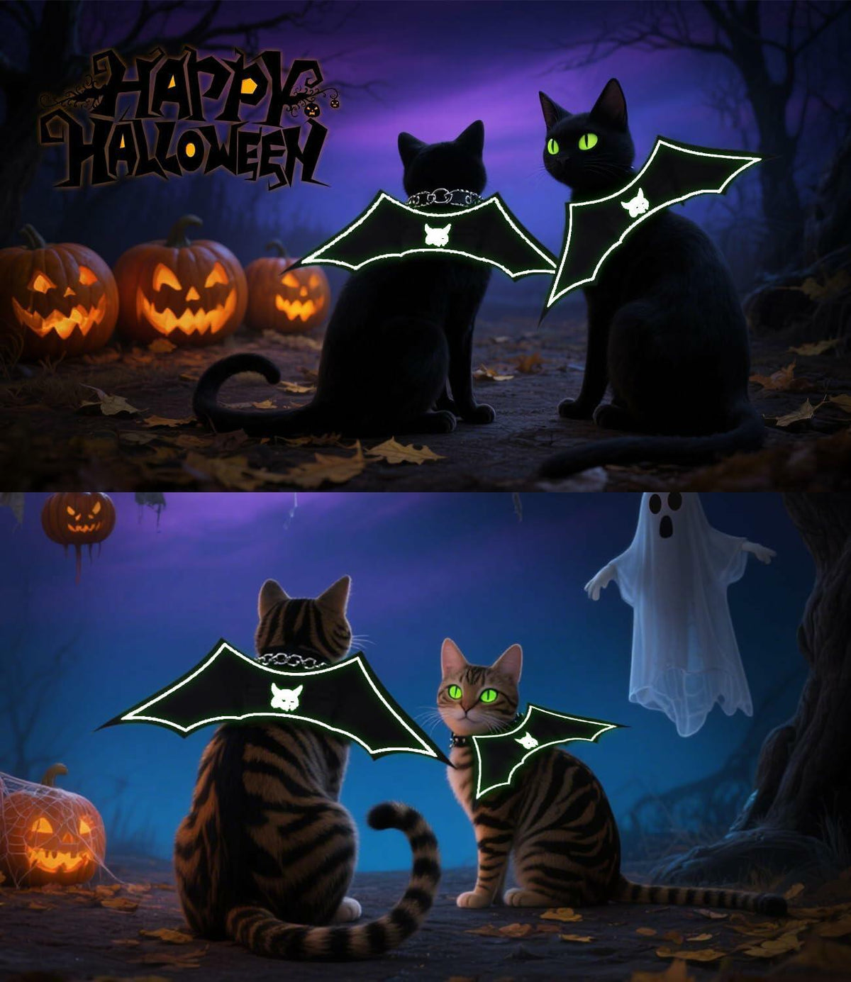 Velthorix Cat Halloween Costume Bat Wings Pet Cosplay Accessories Small